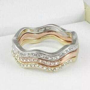 Charter Club Silver Gold Rose Gold Pave Rings Size 6
